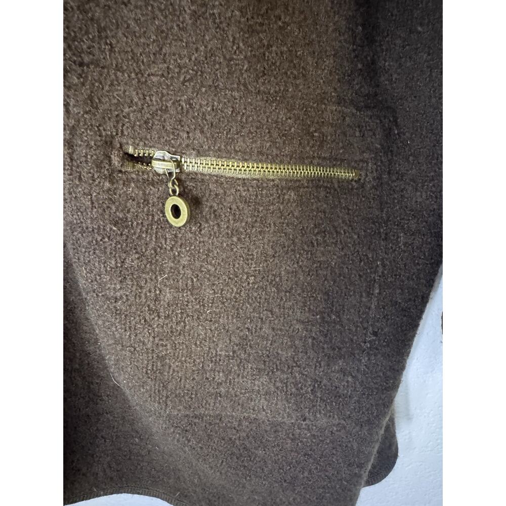 Vintage Woolrich Women’s XL Brown Long Zip Coat Olive Collar Cottagecore - Picture 4 of 11